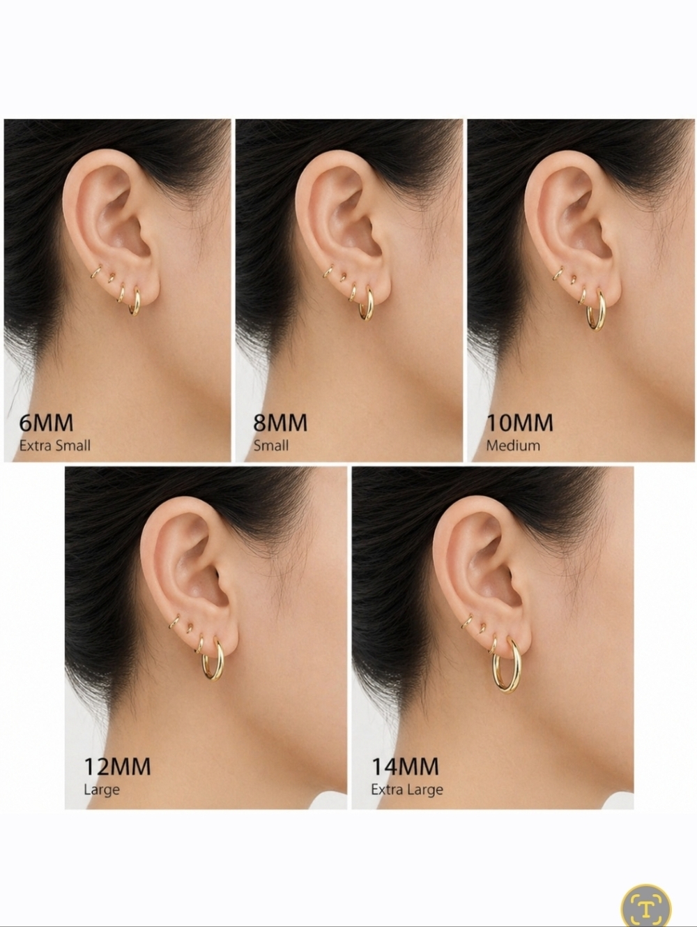 14K Gold Plated Huggie Hoop Earrings Pick Size 6mm 8mm 10mm 12mm 14mm NWT - Picture 7 of 10